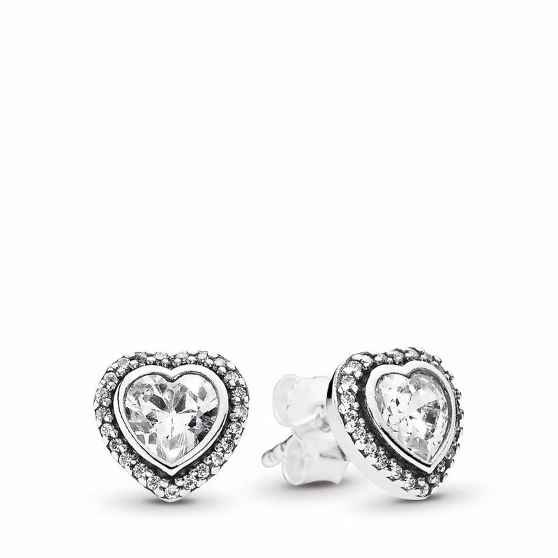 Pandora Sparkling Love Stud Earrings NZ, Sterling Silver (951432-CRP)